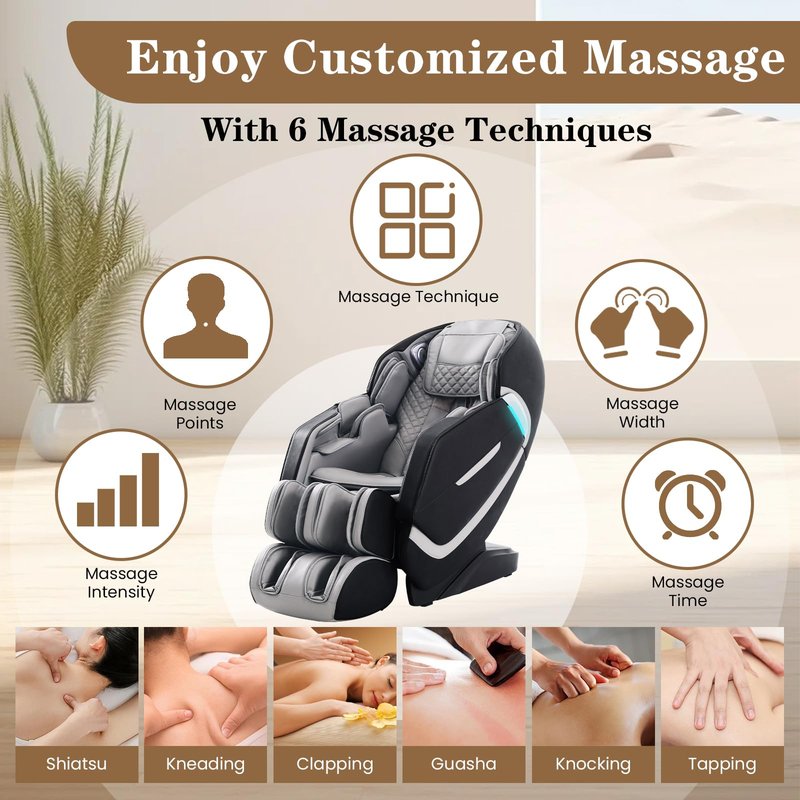 RESTREAL 4D Massage Chair Full Body, Zero Gravity SL-Track Shiatsu Electric Massage Chair Recliner, Airbag Massage, Deep Yoga Stretch with Heat Body Scan Bluetooth Foot Roller, Extendable Footrest