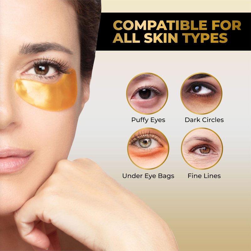 Klainja Under Eye Patches (25 Pairs) - Skin Care - Beauty Eye Mask - Eye Patches - Gift for Men - Gift for Women - Luxury Golden Eye Masks - Travel Essential - Gift Set