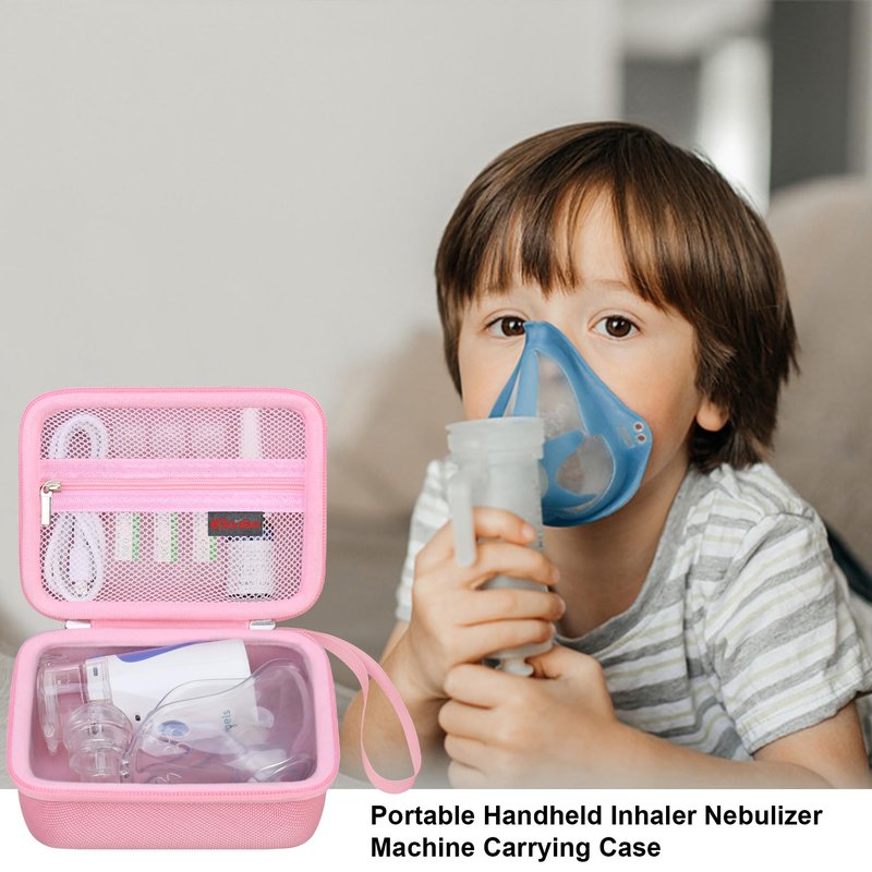 Elonbo Carrying Case Compatible with Portable Handheld Inhaler Nebulizer Machine for Adults and Kids, Asthma Inhaler/Handheld Mesh Atomizer Machine Hard Travel Bag, Pink