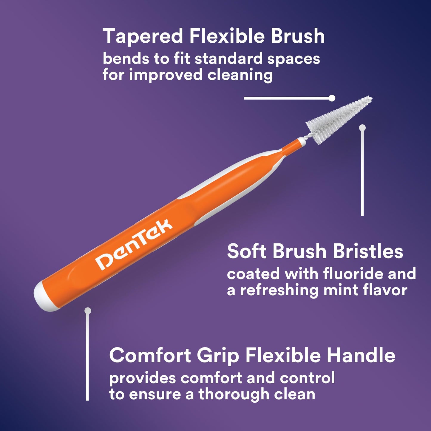 DenTek Easy Brush, Interdental Brushes for Cleaning Between Teeth, Safe for Braces & Dental Work, 16 Count, Pack of 6