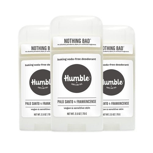 HUMBLE BRANDS Aluminum-Free Deodorant, Vegan and Cruelty- free, Formulated for Sensitive Skin, Palo Santo and Frankincense, 3 Pack, 2.5 Ounce