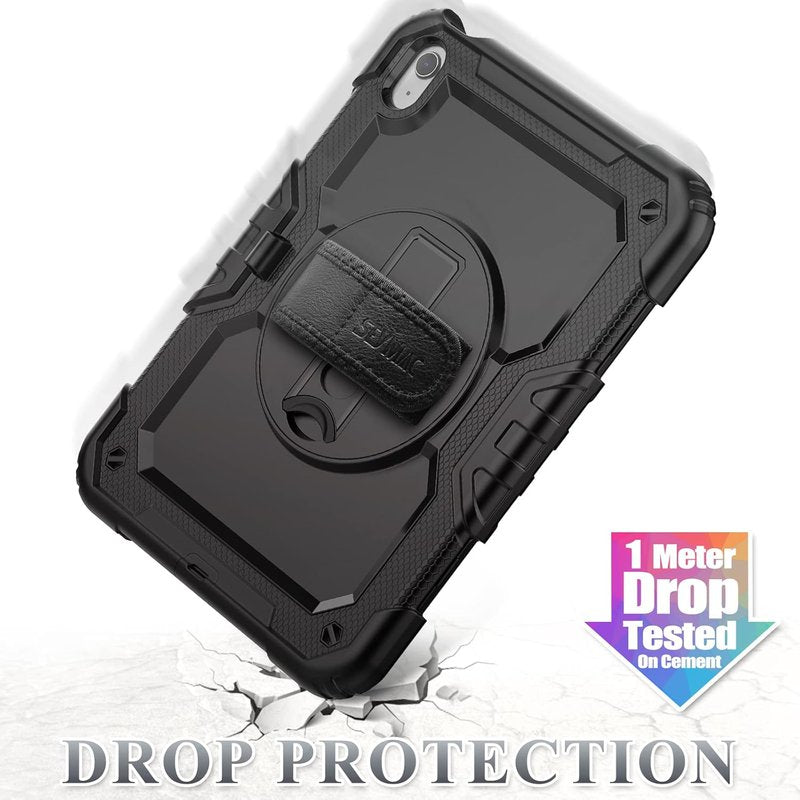 iPad 11th/10th Generation Case - Full-Body Drop Protection with Screen Protector & 360° Rotate Hand Strap | Black
