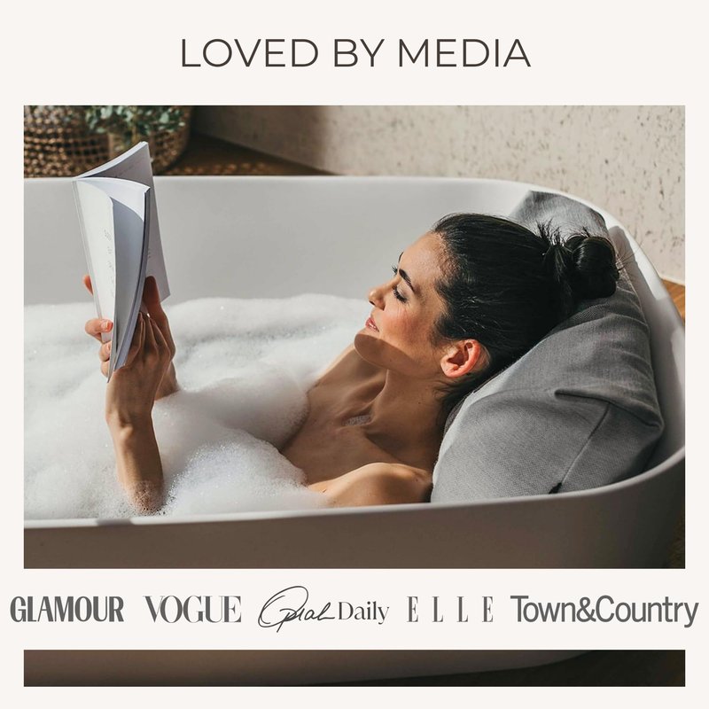 BADESOFA® Luxury Bathtub Pillow L - Large Bath Pillow for Therapeutic Neck and Back Support Quick-Drying - Full Body Bath Tub Cushion - Luxury Spa Cushion in Ivory Pearl