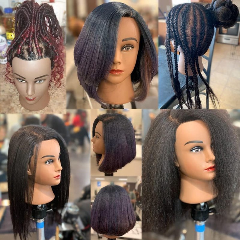 Hairingrid Mannequin Head - 14” 100% Real Hair Training Head with Free Clamp Holder