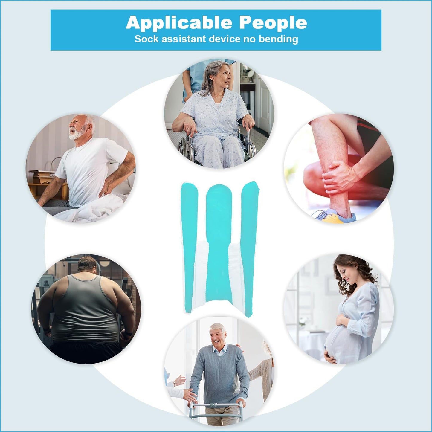 Sock Aid - Sock Aid Device for Seniors, Sock Aids for Putting on and Off, Sock Helper Aide Tool for Disabled, Pregnant, Sock Slider, Sock Assistant Device No Bending (Anti-Slip Handle)