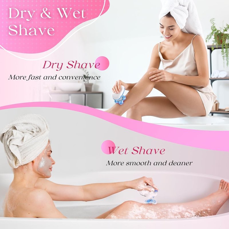Electric Razors for Women Legs, Rechargeable Rotary Painless Shaver for Legs Bikini Facial Hair Removal, Body Wet/Dry Razor Water Resistant Grooming Kit, Cordless Womens Trimmer for Grooming, SkyBlue