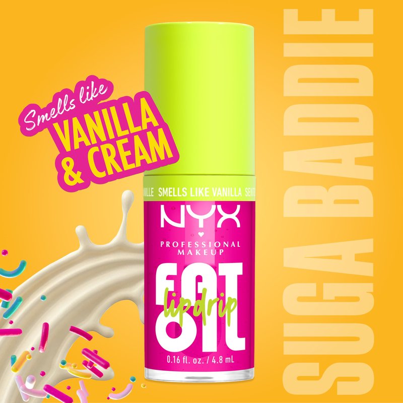 NYX PROFESSIONAL MAKEUP Fat Oil Lip Drip, Moisturizing Lip Oil Gloss, Tinted Formula & Up to 12 HR Hydration, Vegan & Cruelty-Free - Suga Baddie (Sheer Pink)