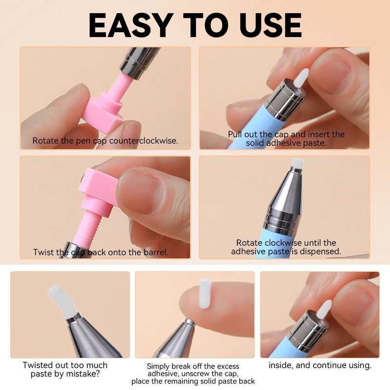 ESUOHYM 9 PCS Rhinestone Picker Tool Set, Reusable Rhinestone Wax Pencil for Bedazzling Gem Picker Up Tools Rhinestone Tray Adjustable Tweezers With Silicone Press Heads, Nail Art Tools for Diy Design