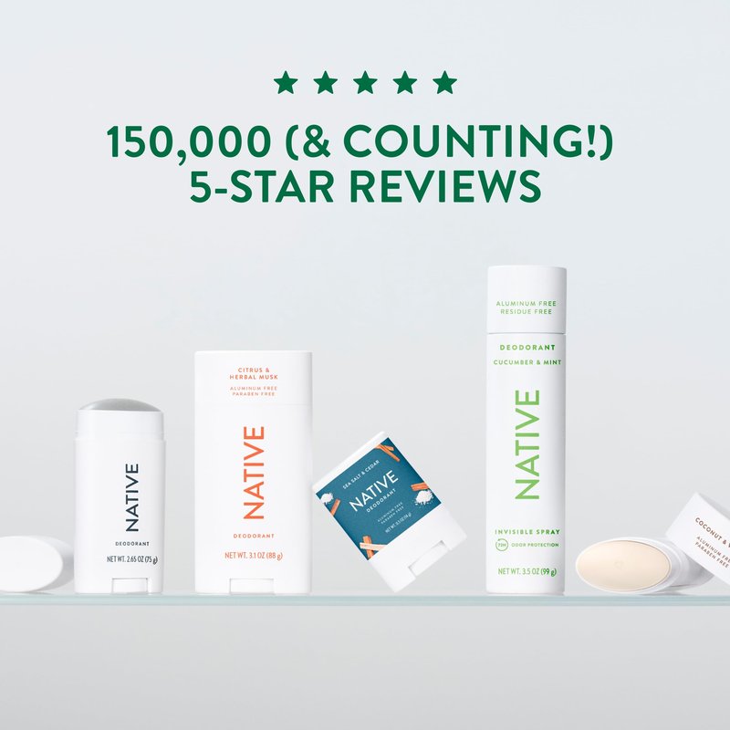 Native Deodorant Contains Naturally Derived Ingredients, 72 Hour Odor Control, Deodorant for Women and Men, Aluminum Free, Eucalyptus & Mint 2.65oz