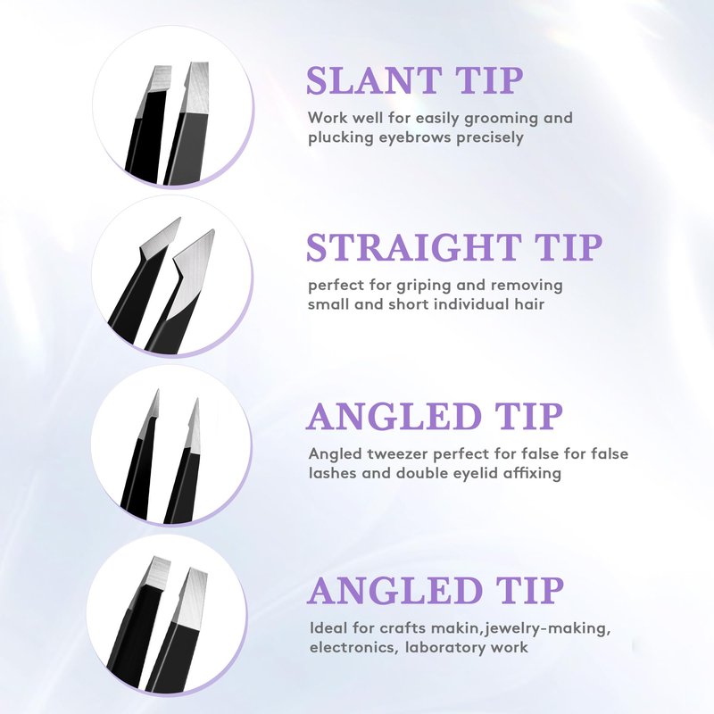 BEDACE Tweezers for Women and Men Facial Hair,Thickened 430 Stainless Steel High Precision and Comfort Slant point Flat Hook tweezer for Eyebrows Ingrown Hair