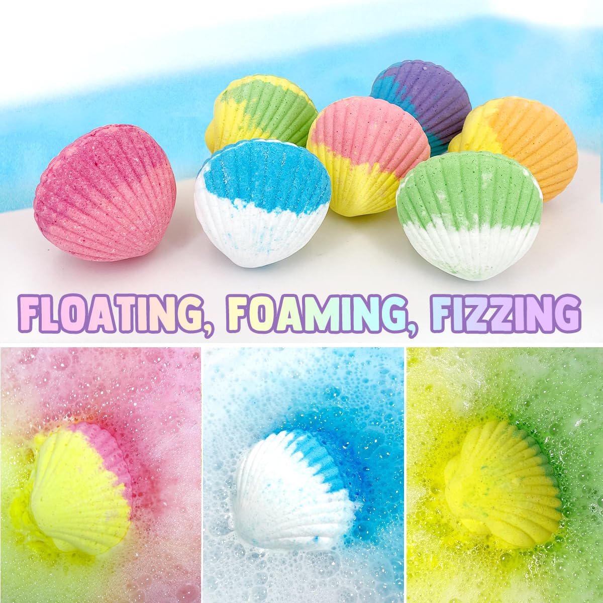 Clear&Fresh Magic Shell Bath Bombs for Kids with Surprise Jewelrys Inside, 9 Extra Large Bath Salts with Calming and Long Lasting Scent, Natural Bubble Bath Bombs for Girls Sensitive Skin