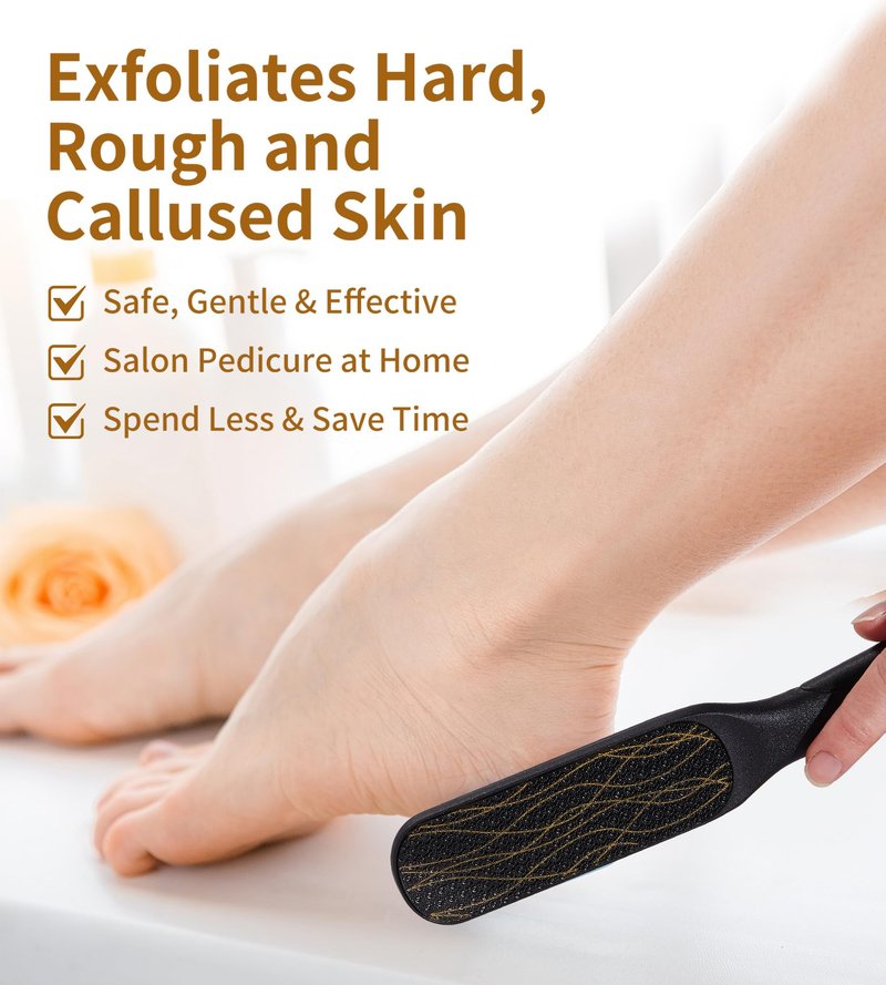 Nano Glass Foot File, Double-Sided Foot Callus Remover Feet Scrubber Hard & Dead Skin Hygienic Pedicure Tool in Shower Heel Scraper for Cracked Heels Smooth Feet Care Lima para Los pies (Black)