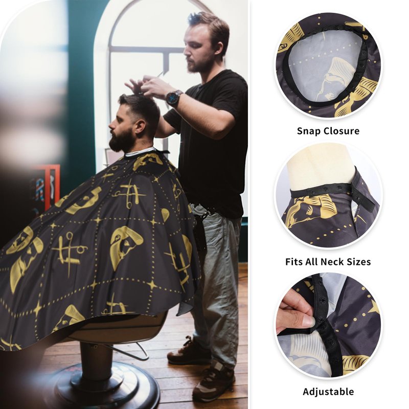 Professional Hair Cutting Cape with Neck Duster Brush, Waterproof Salon Barber Cape with Snaps, Barber Accessories (Hair Cutting Scissors and Men)