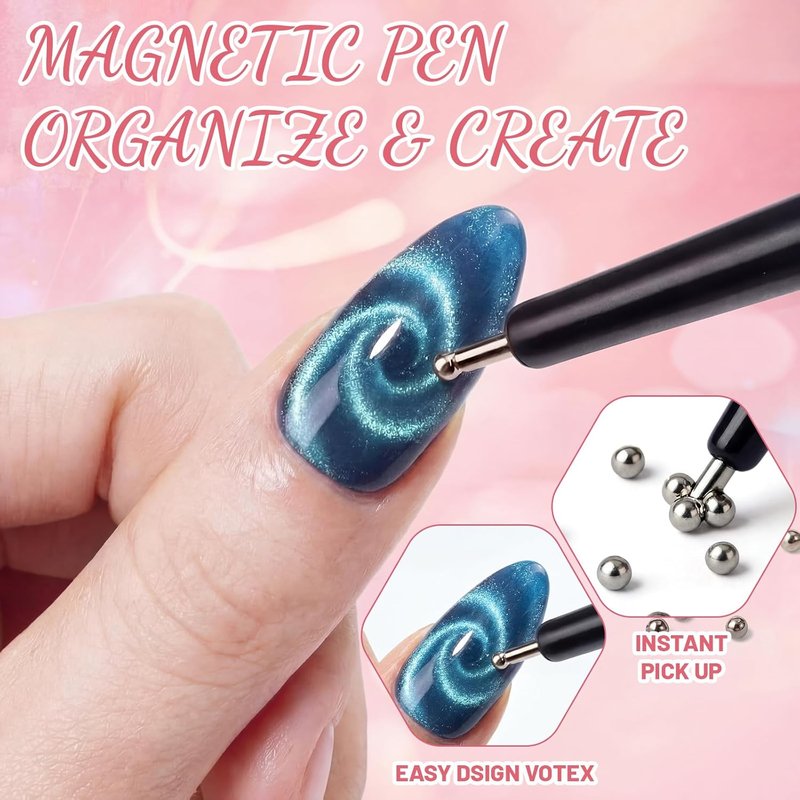 Cat Eye Magnet Set - 6 Pcs Nail Magnet Tool for DIY Gel Polish Art | Bunny & Heart Designs