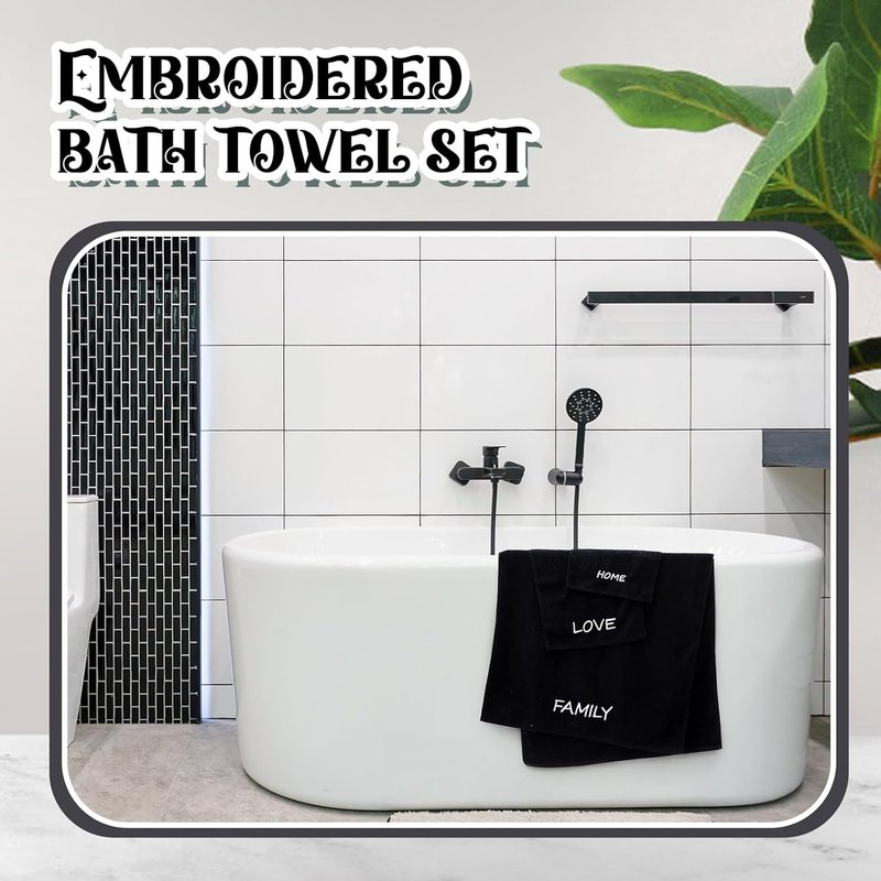 Farmhouse Decorative Bath Towels Set - 6 Pack Soft Cotton Towels | 2 Bath Cloths, 2 Hand Cloths, 2 Washcloths