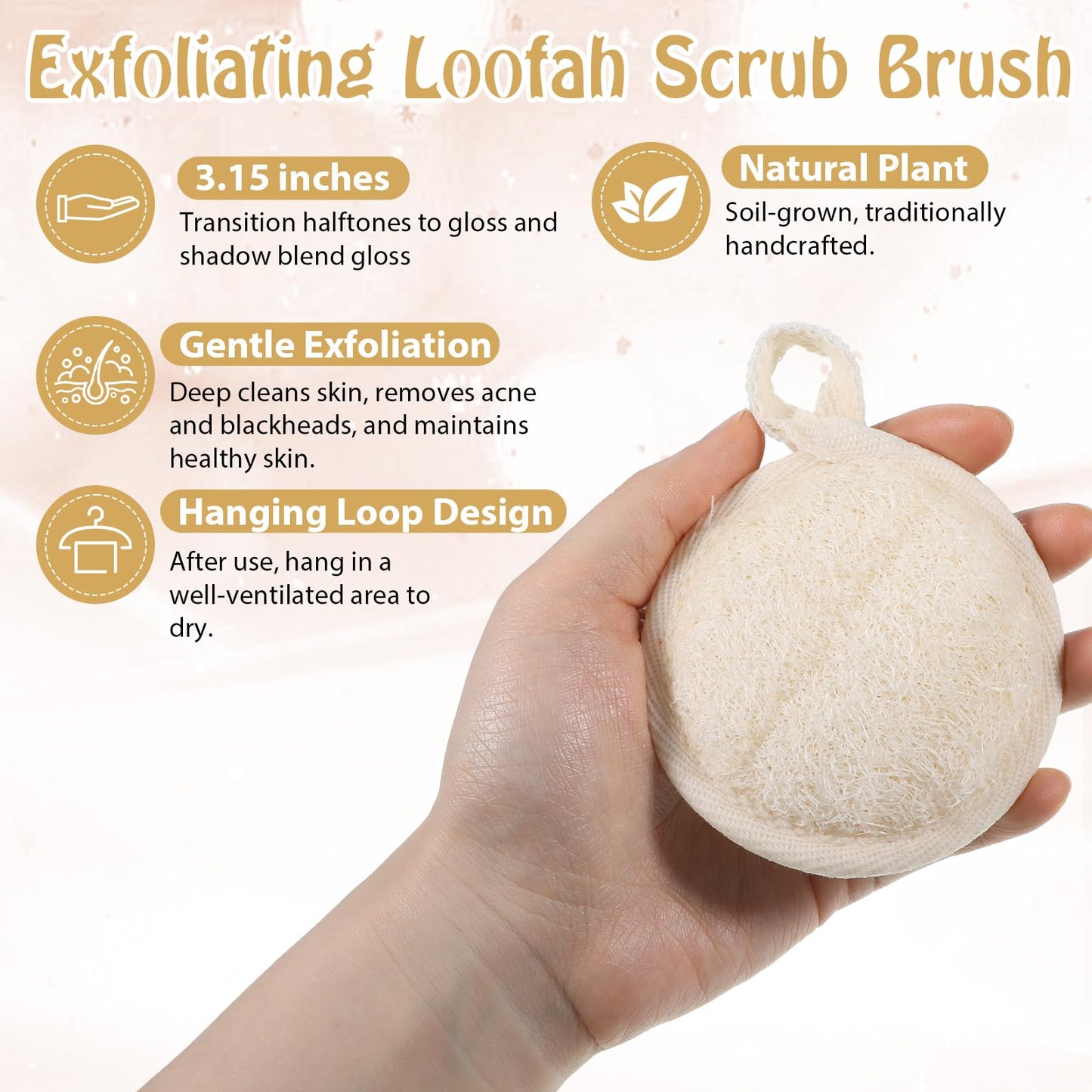 8Pcs Natural Loofah Exfoliating Face Pads 3.15Inches Face Exfoliator Scrubber Facial Cleansing Sponge for Women Men Bath Spa and Shower