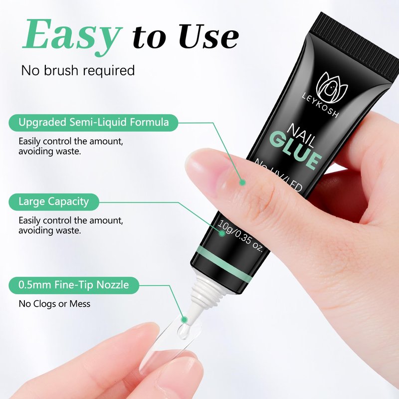 Nail Glue & Nail Glue Remover for Press On Nails, 10g Semi Sold Glues No Curing Needed, 10ml Gentle Quick Remove Not for Gel Polish Base Coat, Upgraded Long Lasting 28+ Days Fake Acrylic Tips