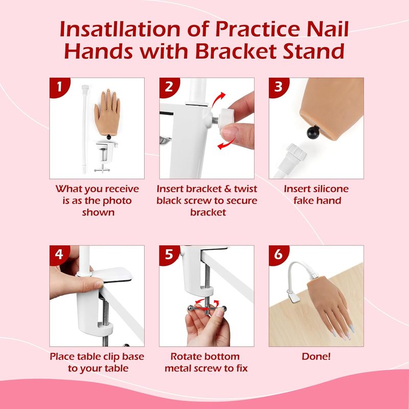 Acrylic Nail Practice Hand - Flexible Silicone Mannequin with Realistic Fingers | Ideal for Beginners