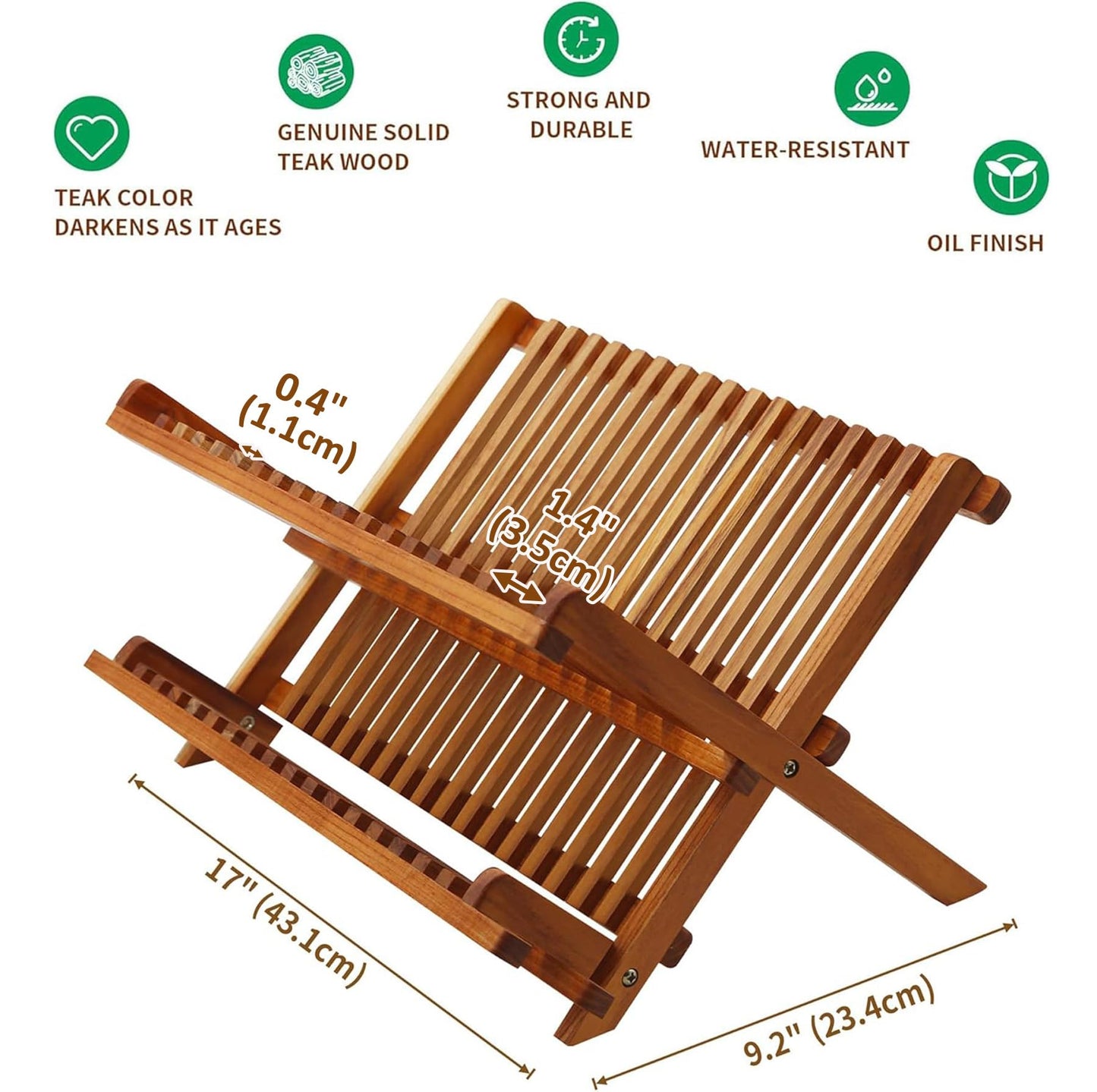 Utoplike Teak Dish Drainer Rack Collapsible 2 Tier Dish Rack Dish Drying Rack Foldable Plate Organizer Holder for Kitchen Compact Countertop
