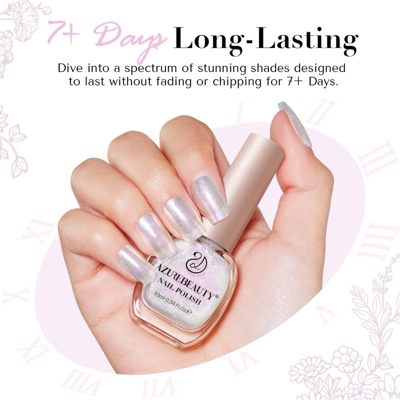 AZUREBEAUTY Chrome Quick Dry Nail Polish | Shine Pearl, Natural Lustrous Enamel | DIY Manicure & Pedicure with Chrome Finish