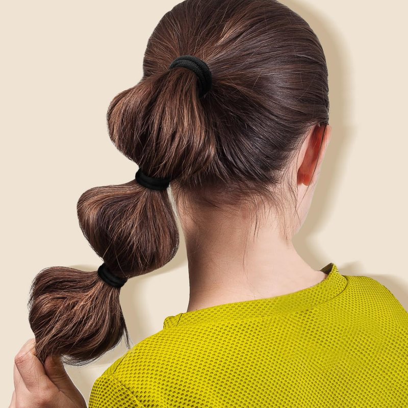 IKOCO 150PCS Black Hair Ties - No Damage Cotton Seamless Ponytail Holders for Thick Hair