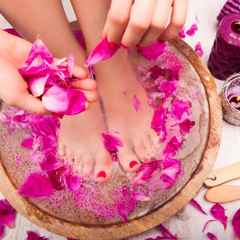 Ouliget Dried Flowers Pedicure Foot Soak Kit,8 Bags Set for Dry Tired Feet,Including Rose Buds,Lavender,Jasmine,Chrysanthemum,Lemongrass,Mint, Peony,Peach Blossom (8 Bags, Dried Flowers)