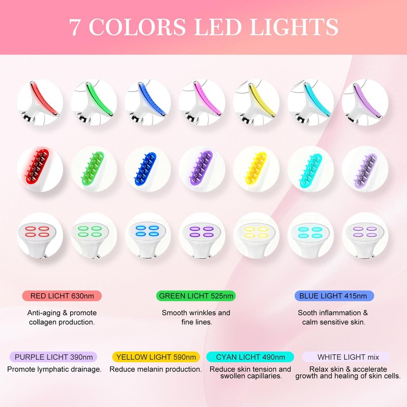 Multifunctional-Red-Light-Therapy-for-Face and Neck-Eye-Head Massager,7 Colors Skin Rejuvenation Lifting Facial Massager for Toning,Glow Boost,Wrinkle&Dark Circle Reducer (White)