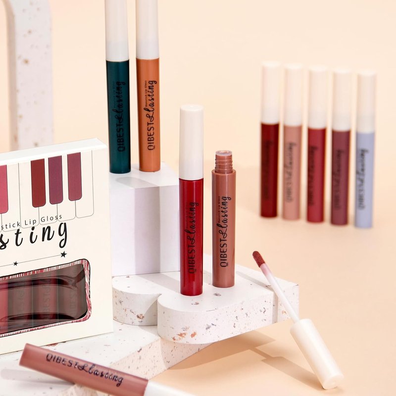 Skiennix Matte Liquid Lipstick Set - 12 Pcs Waterproof & Long-Lasting Lip Stain | Full Coverage in Nude & Dark Red