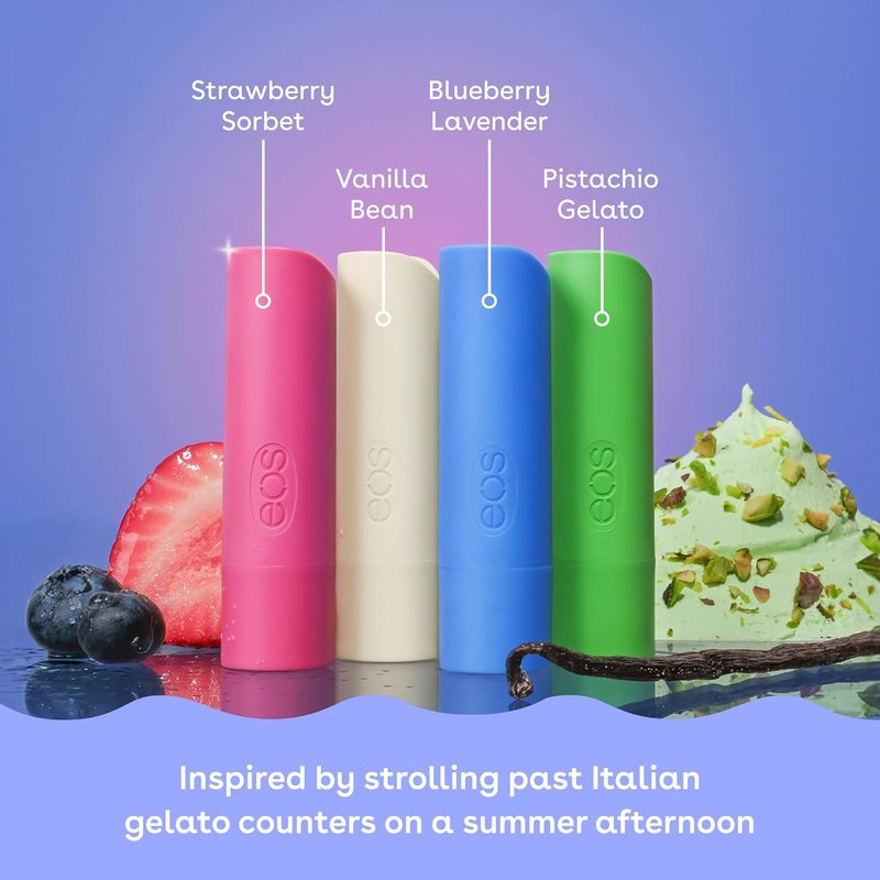 EOS Lip Balm Variety Pack - Gelato Shop Moisturizing & Hydrating Formula | 4-Pack, 0.14 oz Each