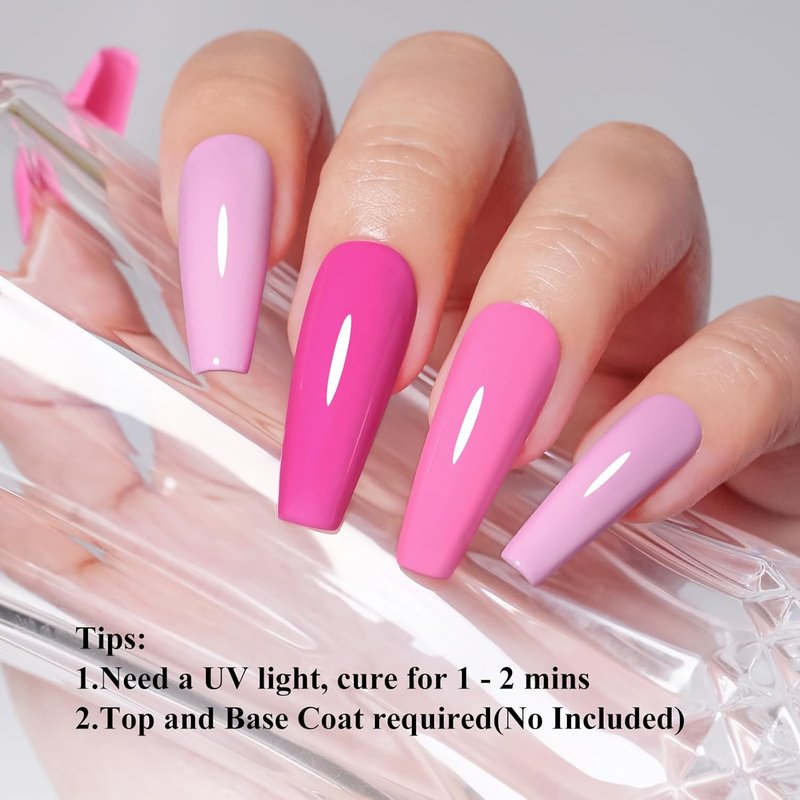 Skiennix 10ml Hema-Free Pink Gel Nail Polish Set - 6 Vibrant Colors for Salon-Quality DIY Manicures