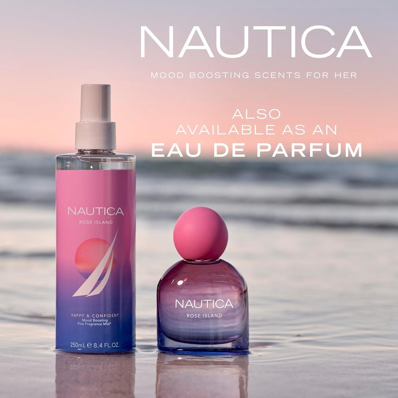 Nautica Rose Island Body Mist for Women - Long Lasting Lemon, Rose & Musk Fragrance | 8.4 Fl Oz