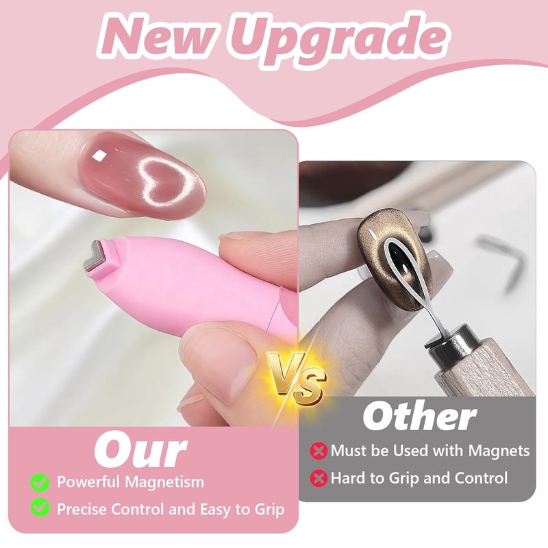 Joyzan Nail Magnet Tool Set - 6-in-1 Multifunctional Cat Eye & Heart Magnet Wand for DIY Nail Art