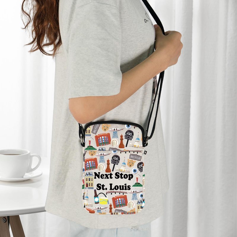 JXGZSO Missouri State Travel Gift Next Stop Saint Louis Cosmetic Bag Landmark Travel Gift Saint Louis City Trip Gift (Next Stop St.Louis Crossbody)