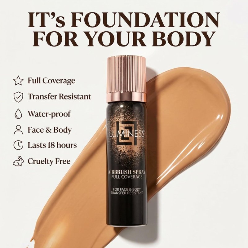 LUMINESS Airbrush Body Coverage - Waterproof Tattoo Concealer & Full Coverage Foundation | 1 fl oz