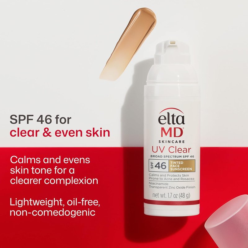 EltaMD UV Clear Tinted Sunscreen - SPF 46, Oil-Free Formula for Acne-Prone Skin, 1.7 oz (Pack of 2)