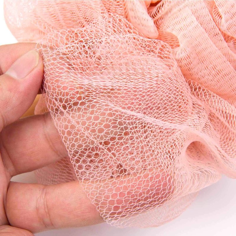 Arswin Loofah Back Scrubber for Shower, Wooden Long Handle Bath Sponge Lufa Shower Brush, Soft Nylon Mesh Back Cleaner Washer, Women & Men Exfoliating Luffa Pouf on a Stick for Body (Pink)