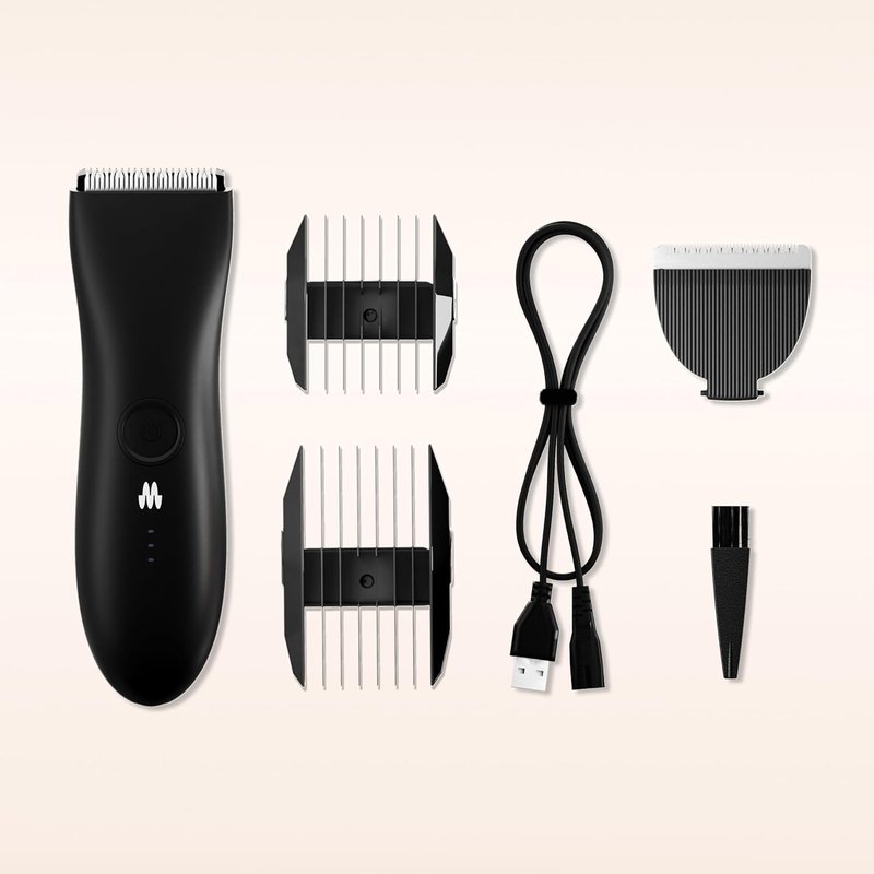 MERIDIAN The Trimmer Original - Waterproof Electric Body Hair Trimmer for Men | Rechargeable Groomer for Pubic, Chest, Legs & Underarms - Onyx