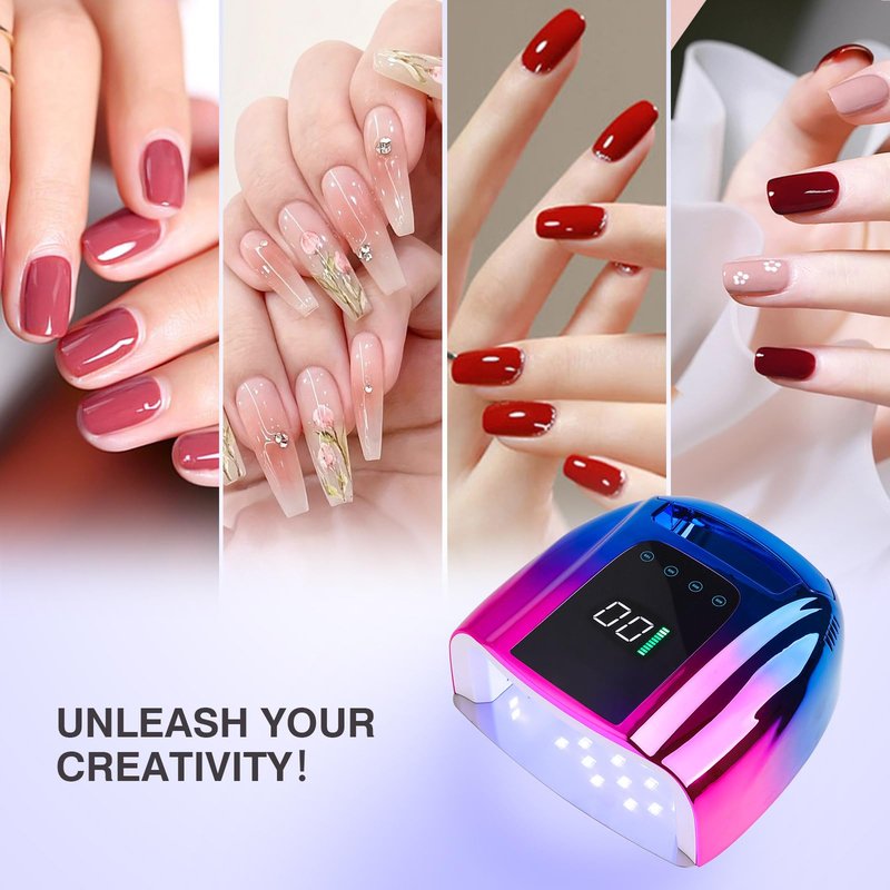 NailFace 96W Rechargeable UV LED Nail Lamp UV Light for Gel Nails Cordless Gel Nail Lamp Nail Dryer with 42 Beads Smart Sensor & Metal Base