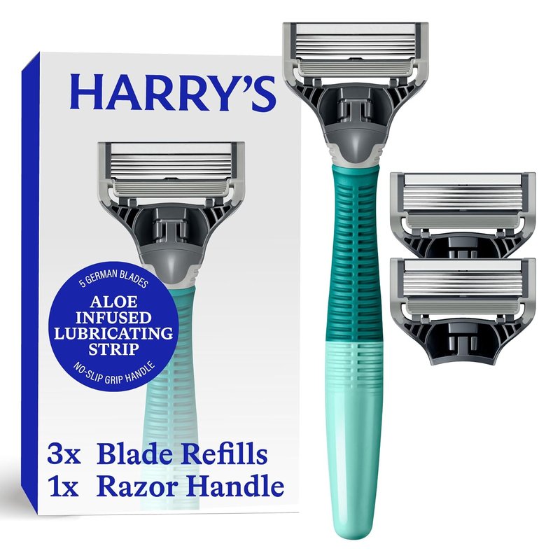 Harry's Shaving Kit for Men - German Engineered Razor Handle with 3 Blade Refills - Sage Color