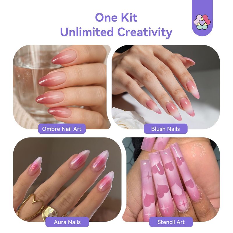 SAVILAND Infinite Nail Art Airbrush Kit with Compressor: 3X Instant Atomization Nail Airbrush Machine 30 PSI Clog Free Spray Gun Ombré French Blurred Nails Makeup Cake Decorating Body Art 850 mAh