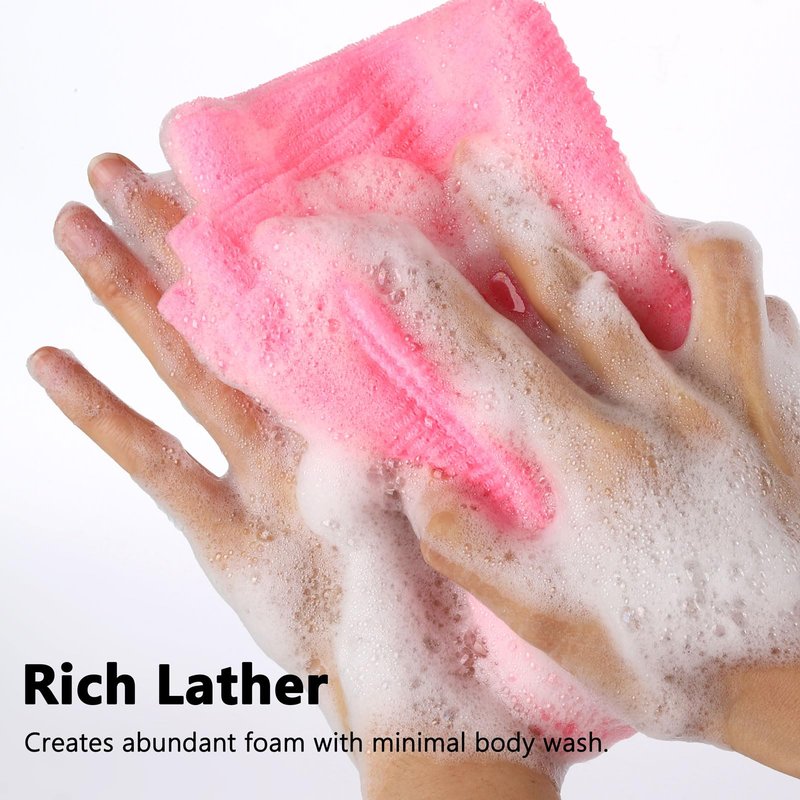 BTYMS Exfoliating Washcloth Bath Towel, 6 Pcs Nylon Back Washer Back Scrubber Body Scrub Cloth for Shower