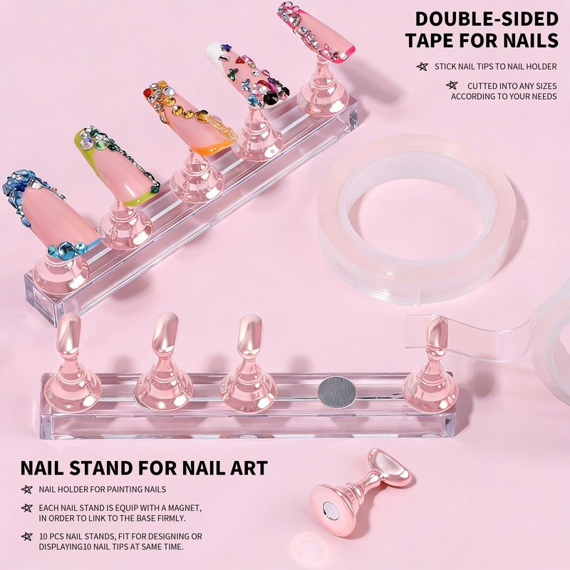 FANDAMEI Nail Art Tools, Nail Design Tools, Nail Art Brushes, Nail Brushes For Nail Art, Nail Art Kit, Nail Stand, Nail Holder For Painting Nails, Nail Dotting Tool, Nail Art Palette, Nail Tools