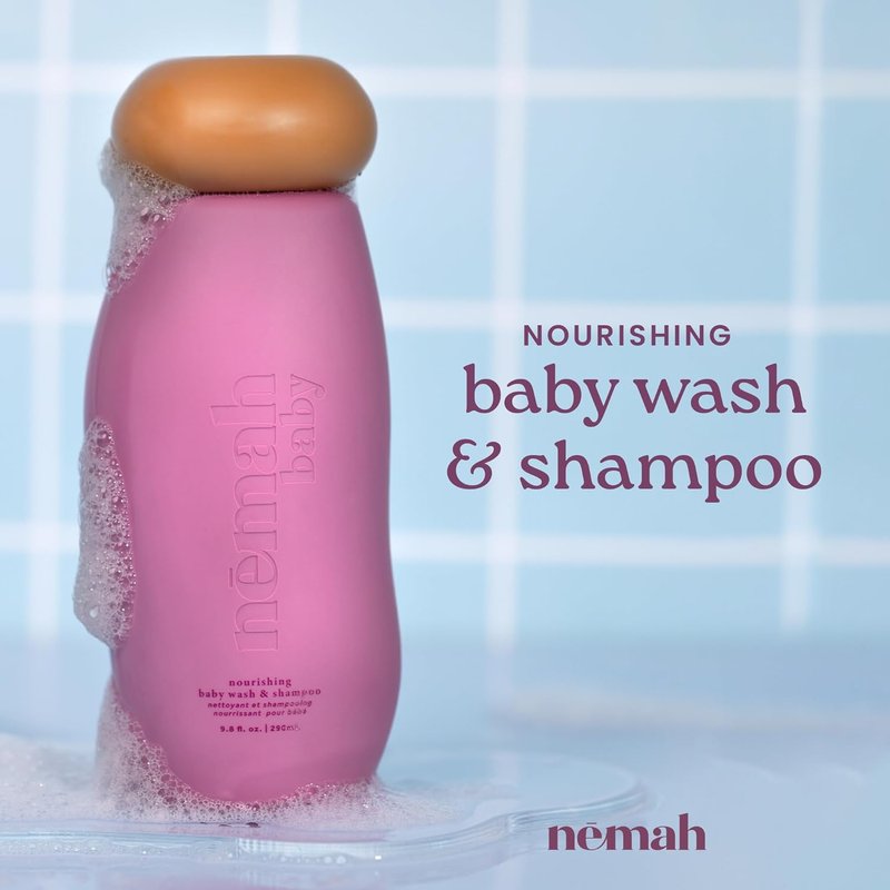 Nemah Baby Soap & Shampoo - 2-in-1 Tear-Free Wash with Chamomile & Aloe Vera | 9.8 Fl Oz for Newborns & Toddlers