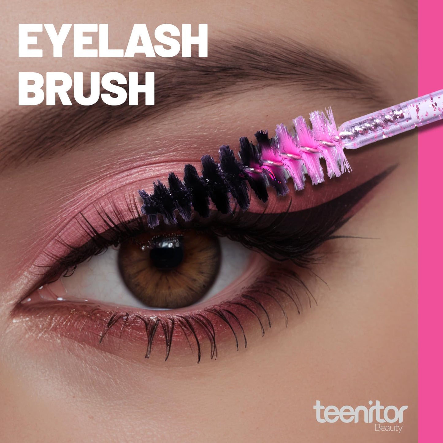 Teenitor 200pcs Lip Applicators Disposable and Mascara Wands, 100pcs Lip Wands, 100pcs Disposable Mascara Wand, Crystal Pink
