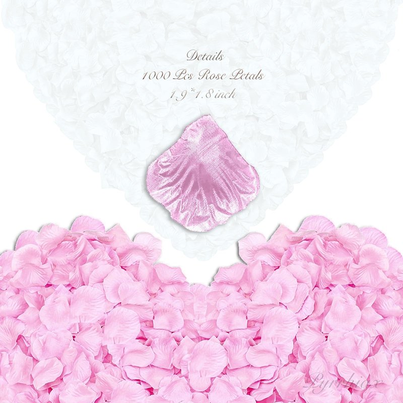 Pyrrhiax 1000Pieces Rose Petals, Artificial Flower Petals Fake Rose Petals Silk Red Rose Petals for Romantic Night,Wedding,Proposal Anniversary Flower Decorations (Light Pink)