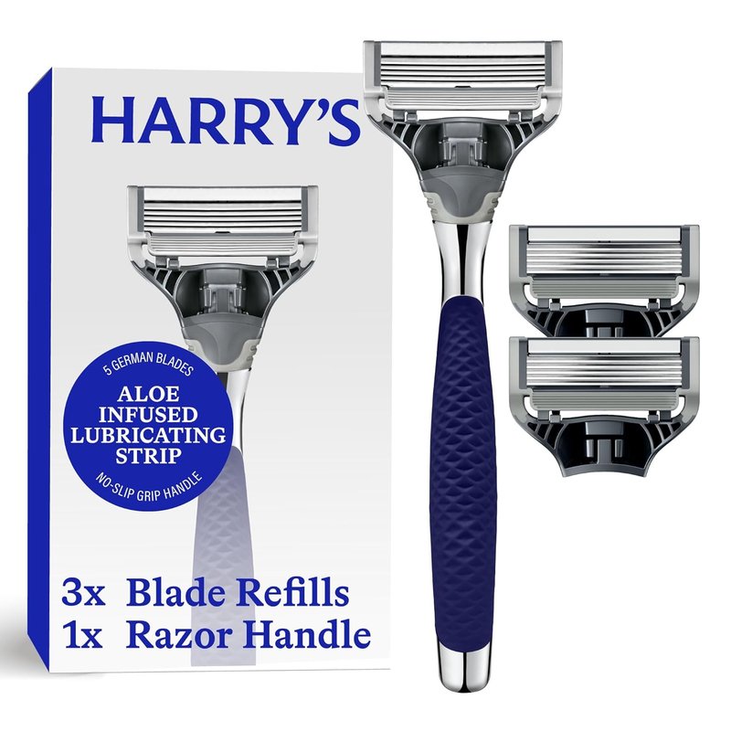 Harry's Shaving Kit for Men - Chrome Razor Handle & 3 Blade Refills | German Engineered Quality