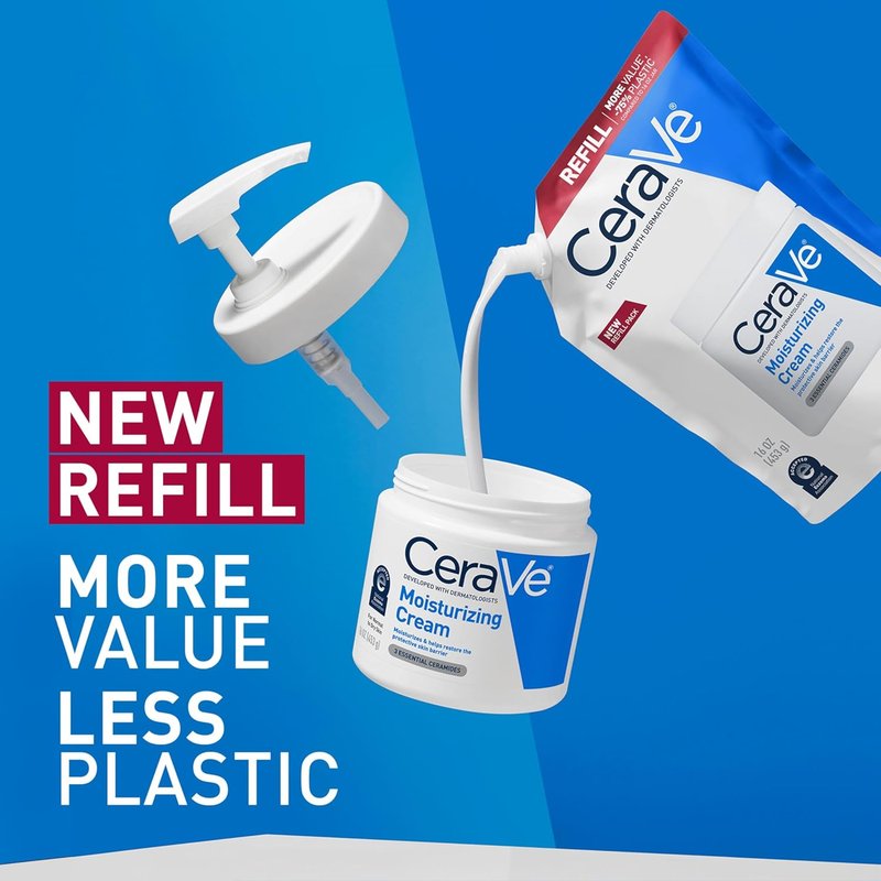 CeraVe Moisturizing Cream - Hydrating Body & Face Moisturizer with Hyaluronic Acid | 16 Ounce Refill