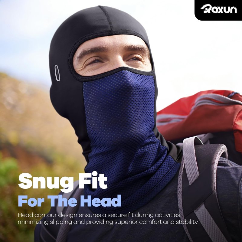 ROXUN Balaclava Cycling Face Mask, Summer Cooling Ice Silk Mesh Moto Sun Protection Ski for Men Women Black