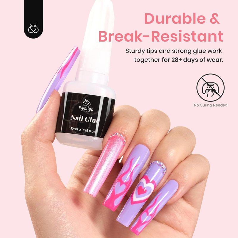 Beetles Gel Nail Tips - XXL Extra Long Square Acrylic Nails | 288 PCS, 12 Sizes, Clear Half Cover Tips