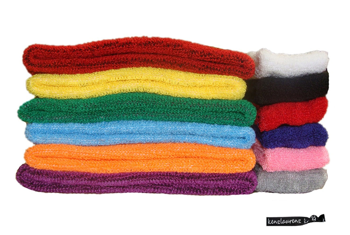 Sweatband Set Cotton Sports Headband Terry Cloth Wristband Moisture Wicking Sweat Absorbing Head Band Athletic Exercise Basketball Wrist Sweatbands and Headbands by Kenz Laurenz (Blue) Fits Most